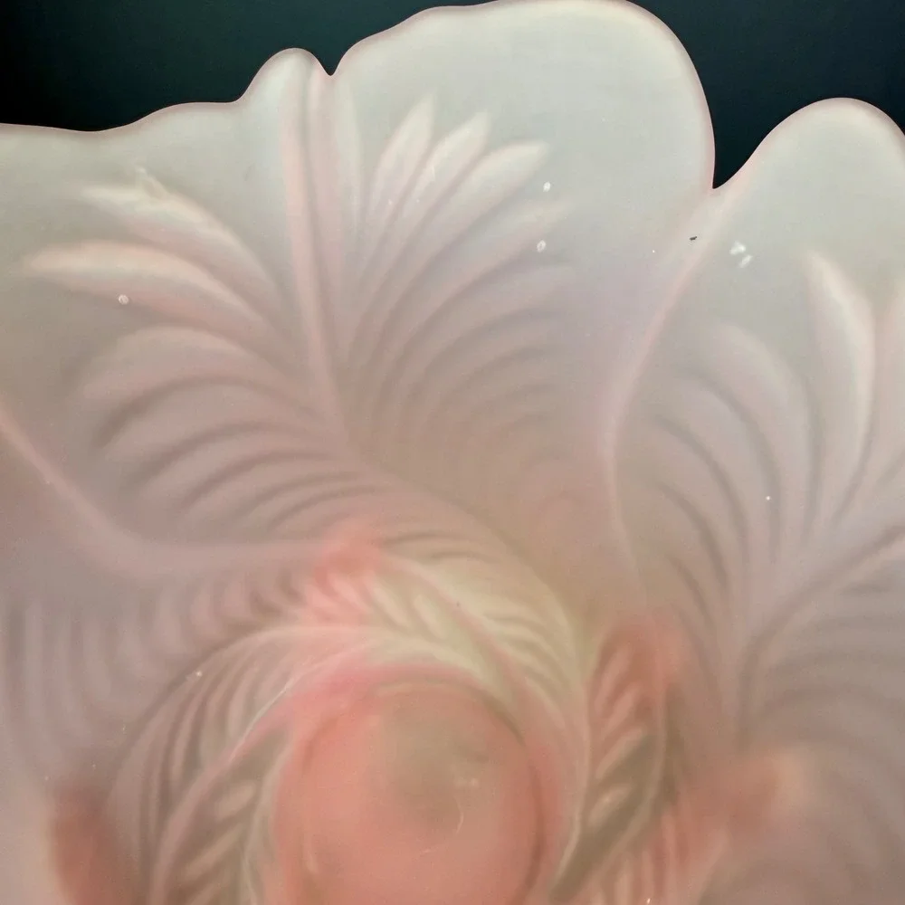 PartyLite Pink Rose Frosted‎ Glass Lotus Flower Candle Holder Floral Centerpiece